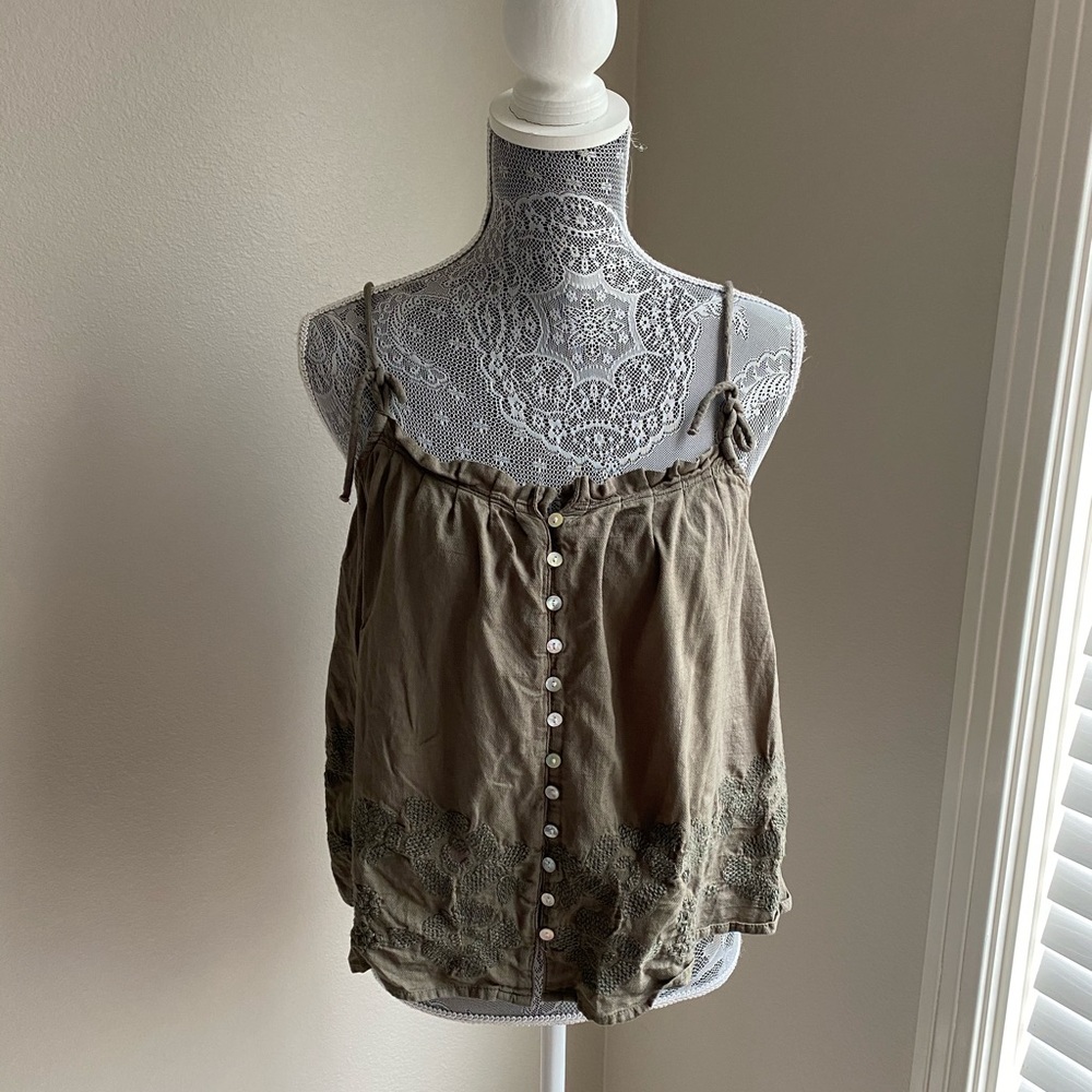 Army Green Boho Tank Top